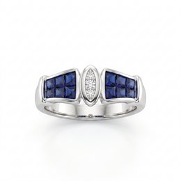Natural Sapphire & Diamond Ring | 0.70 CT Natural Sapphire | 0.05 CT Natural Diamonds | 18K White Gold | Saleh Sallom Jewelry