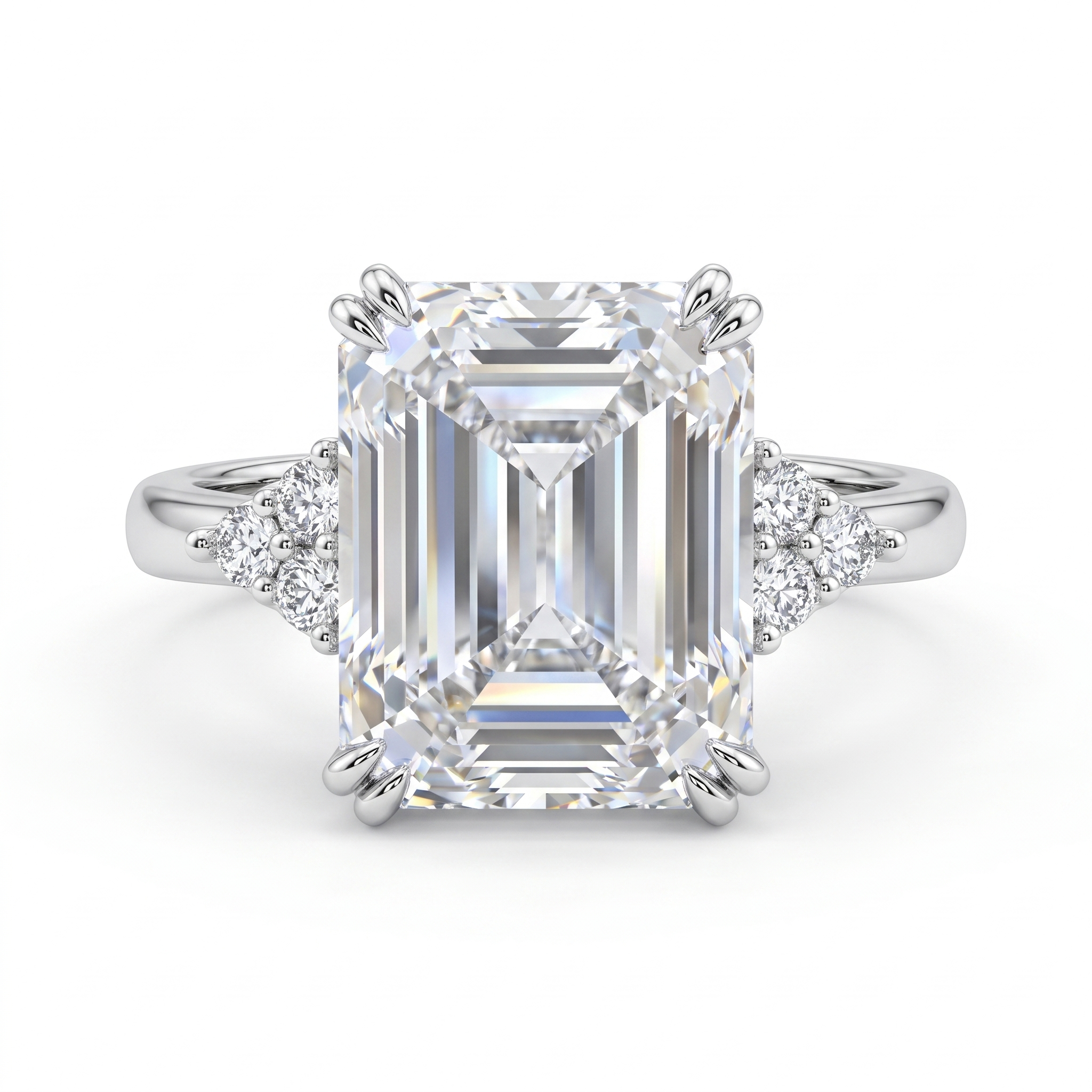 Natural White Topaz & Diamond Ring | 8.68 CT Natural White Topaz | 0.19 CT Natural Diamonds | 18K White Gold | Saleh Sallom Jewelry Main image
