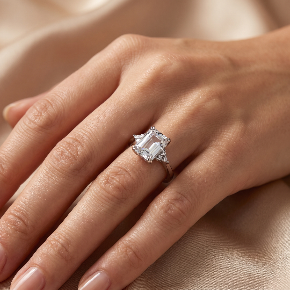 Natural White Topaz & Diamond Ring | 8.68 CT Natural White Topaz | 0.19 CT Natural Diamonds | 18K White Gold | Saleh Sallom Jewelry