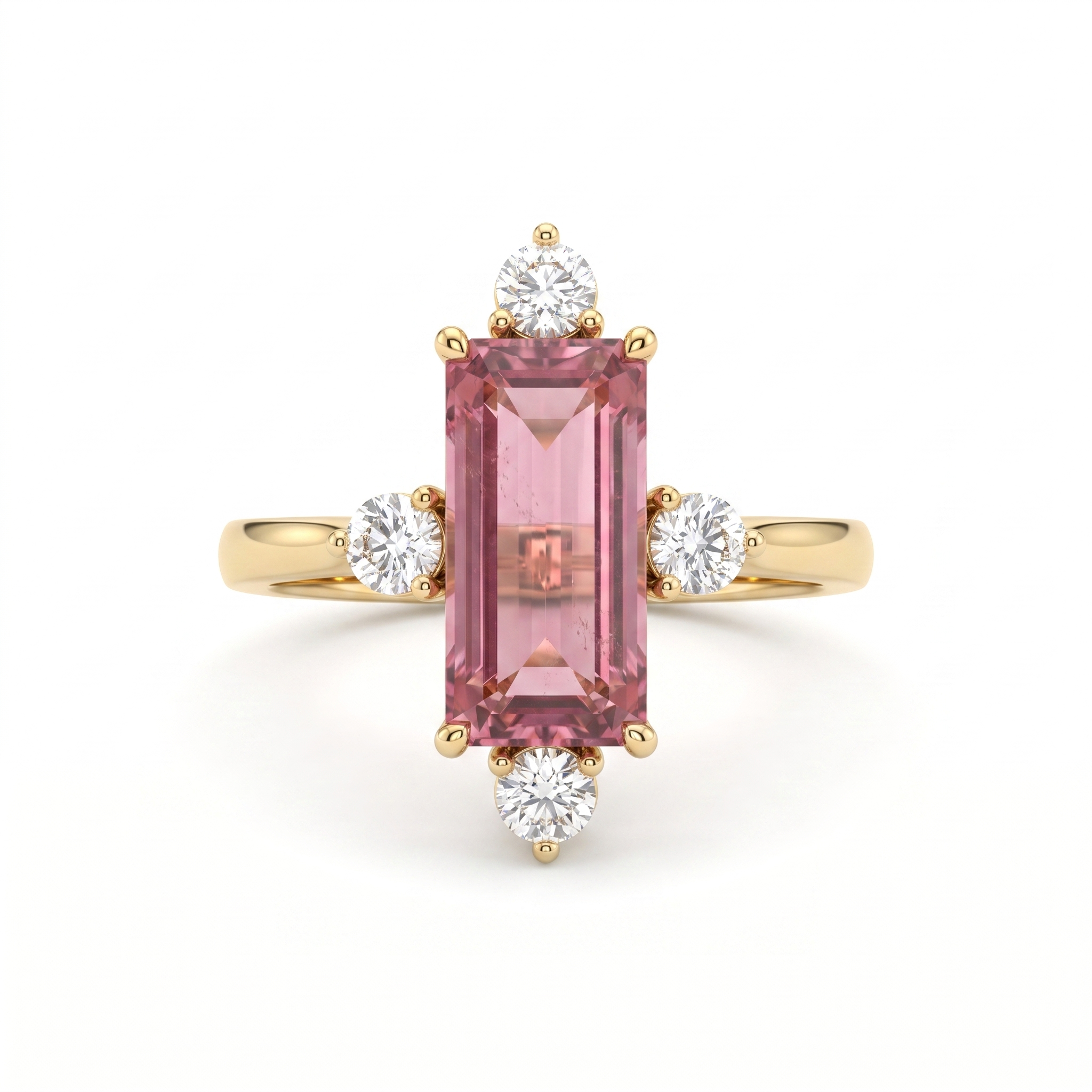 Natural Morganite & Diamond Ring | 6.24 CT Natural Morganite | 1.04 CT Natural Diamonds | 18K Yellow Gold | Saleh Sallom Jewelry Main image