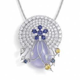 Natural Blue Star Sapphire, Sapphire, Yellow Sapphire & Diamond Pendant Necklace | 1.59 CT Natural Diamonds | 18K White Gold | Saleh Sallom Jewelry