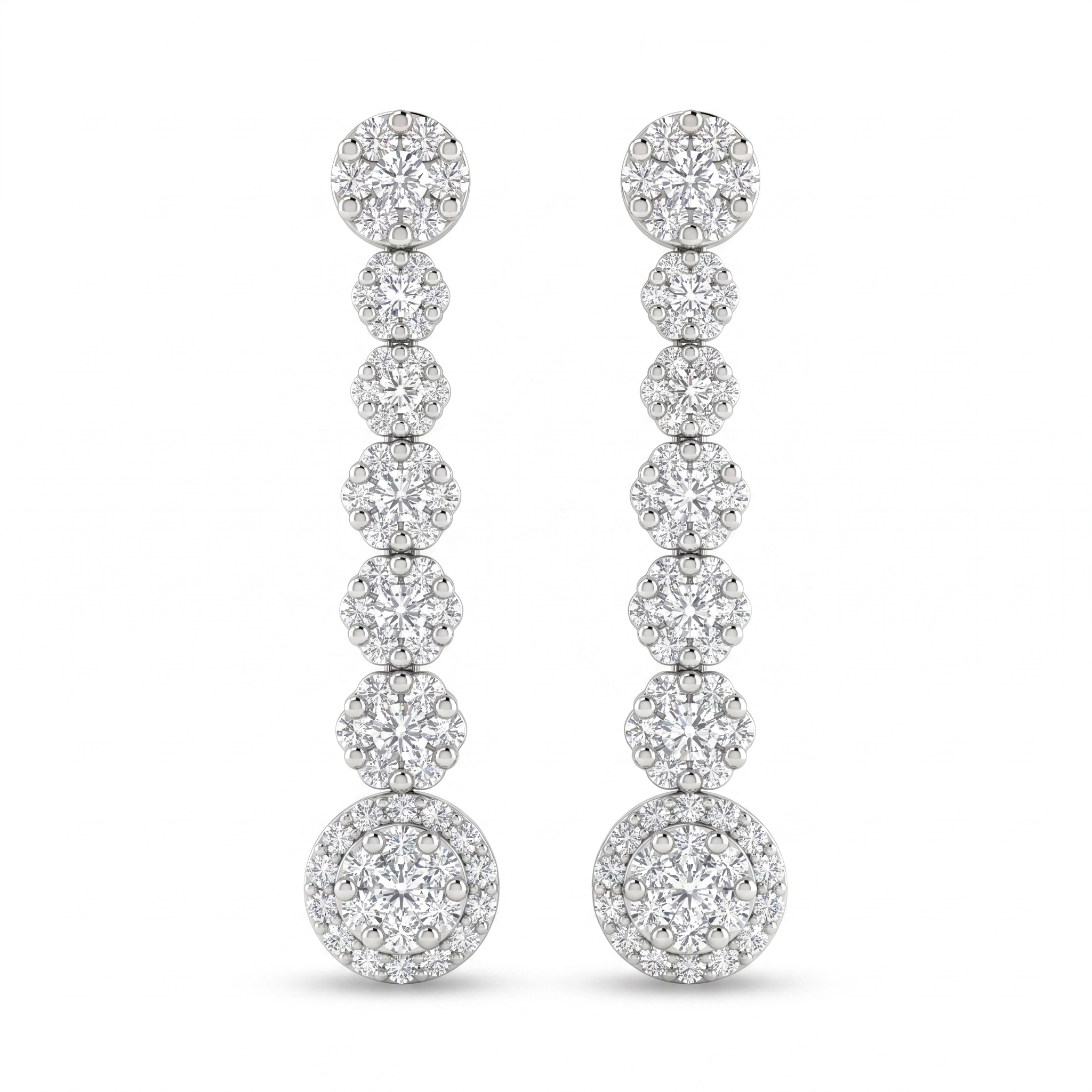 Natural Diamond Drop Earrings | 0.35 CT Natural Diamonds | 18K White Gold | IGI Certified | Saleh Sallom Jewelry Main image