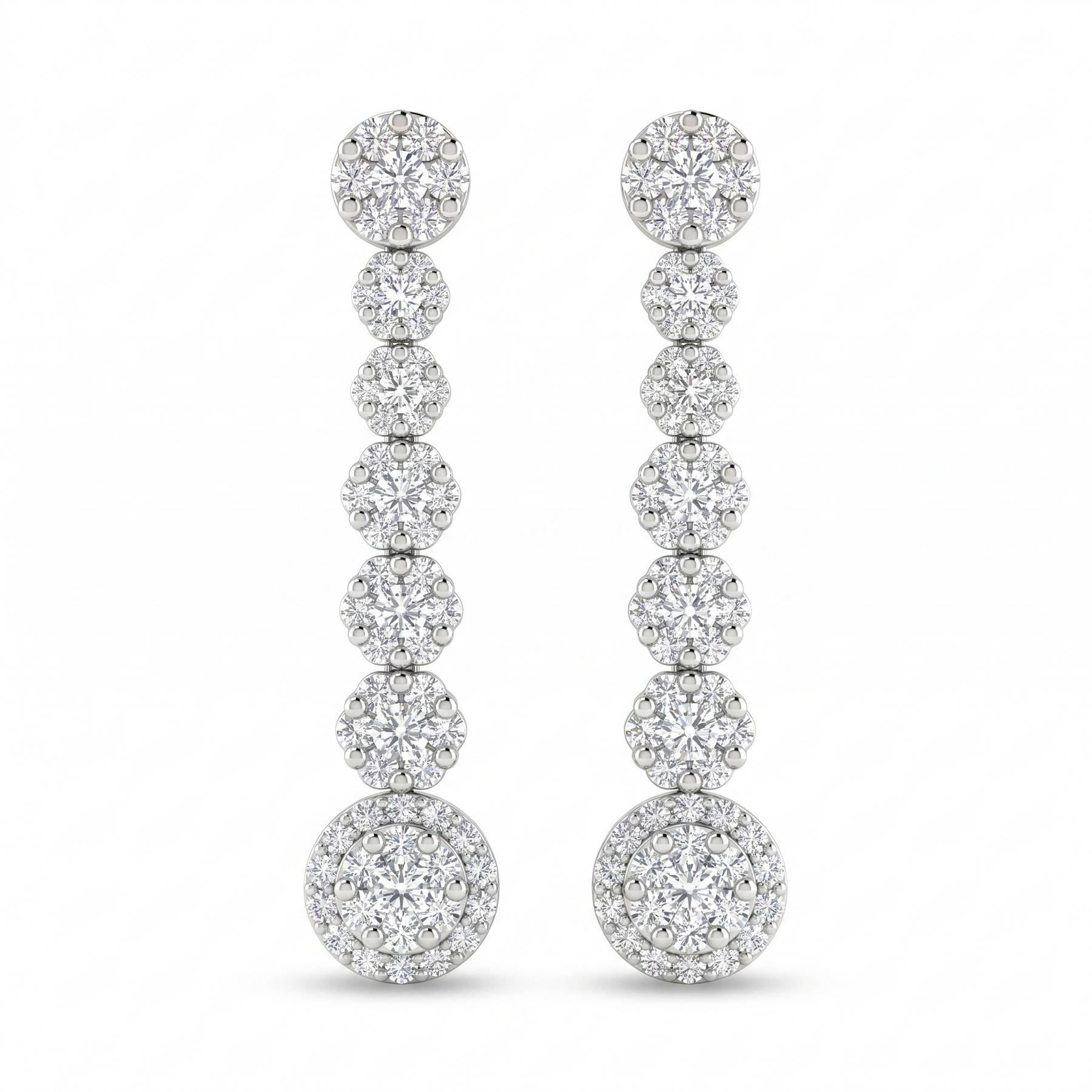 Natural Diamond Drop Earrings | 0.35 CT Natural Diamonds | 18K White Gold | IGI Certified | Saleh Sallom Jewelry