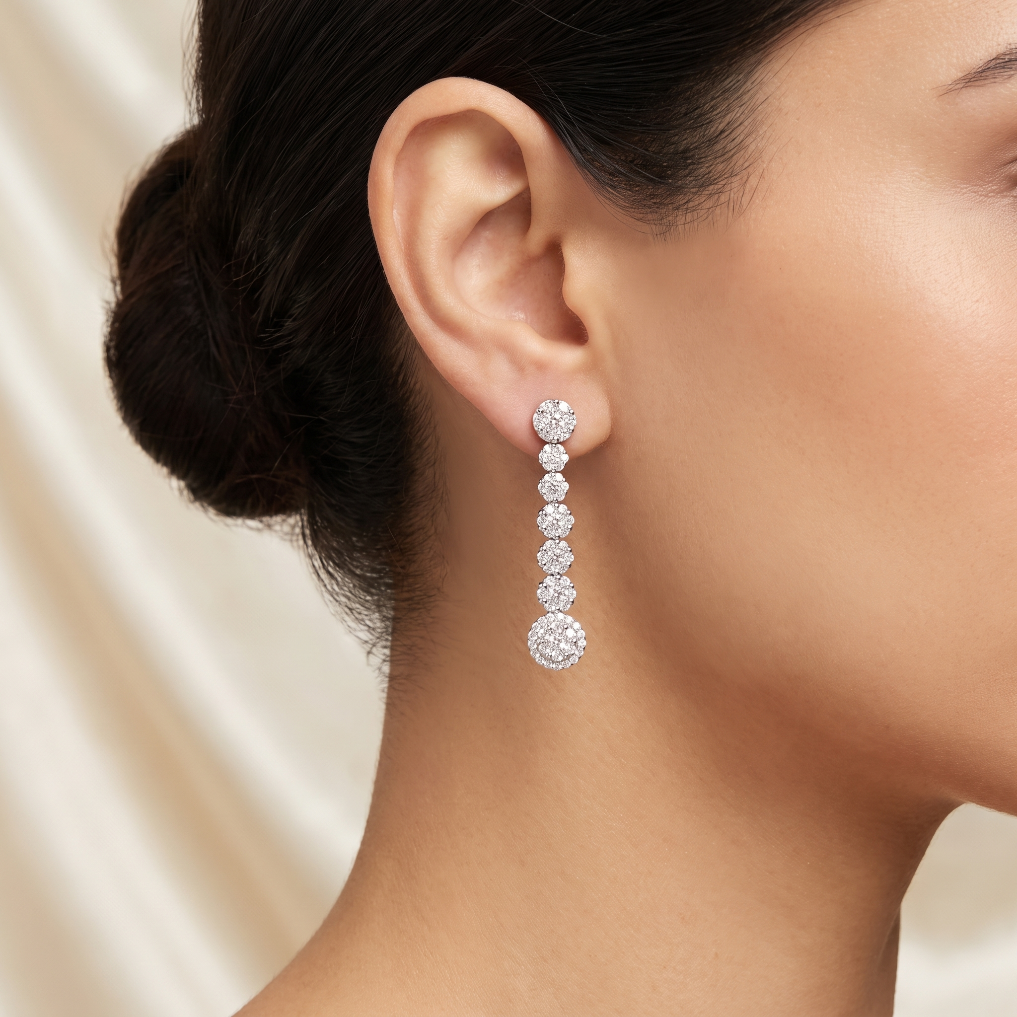 Natural Diamond Drop Earrings | 0.35 CT Natural Diamonds | 18K White Gold | IGI Certified | Saleh Sallom Jewelry Secondary image