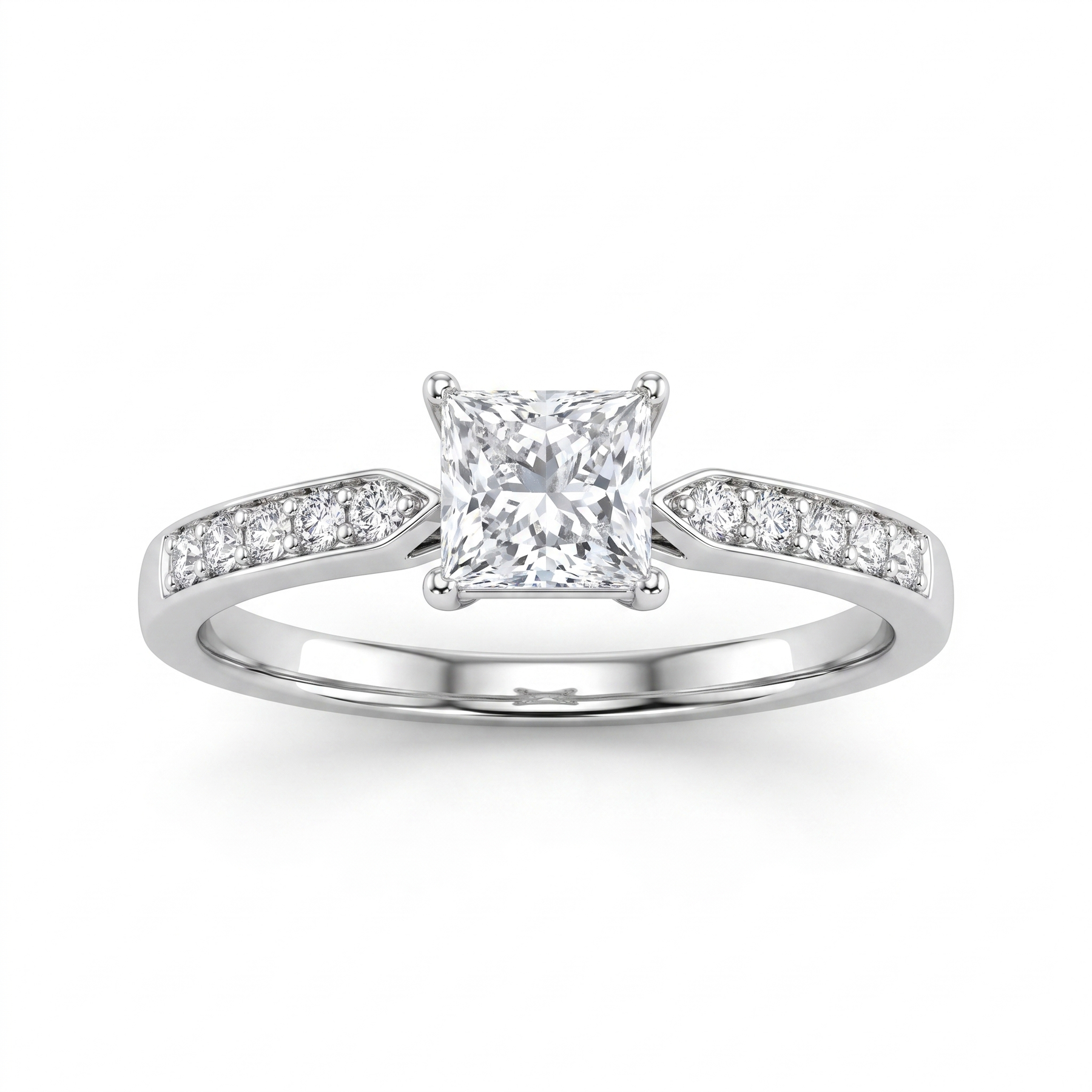 Natural Diamond Princess Cut Ring | 0.59 CT Natural Diamonds | 18K White Gold | Saleh Sallom Jewelry