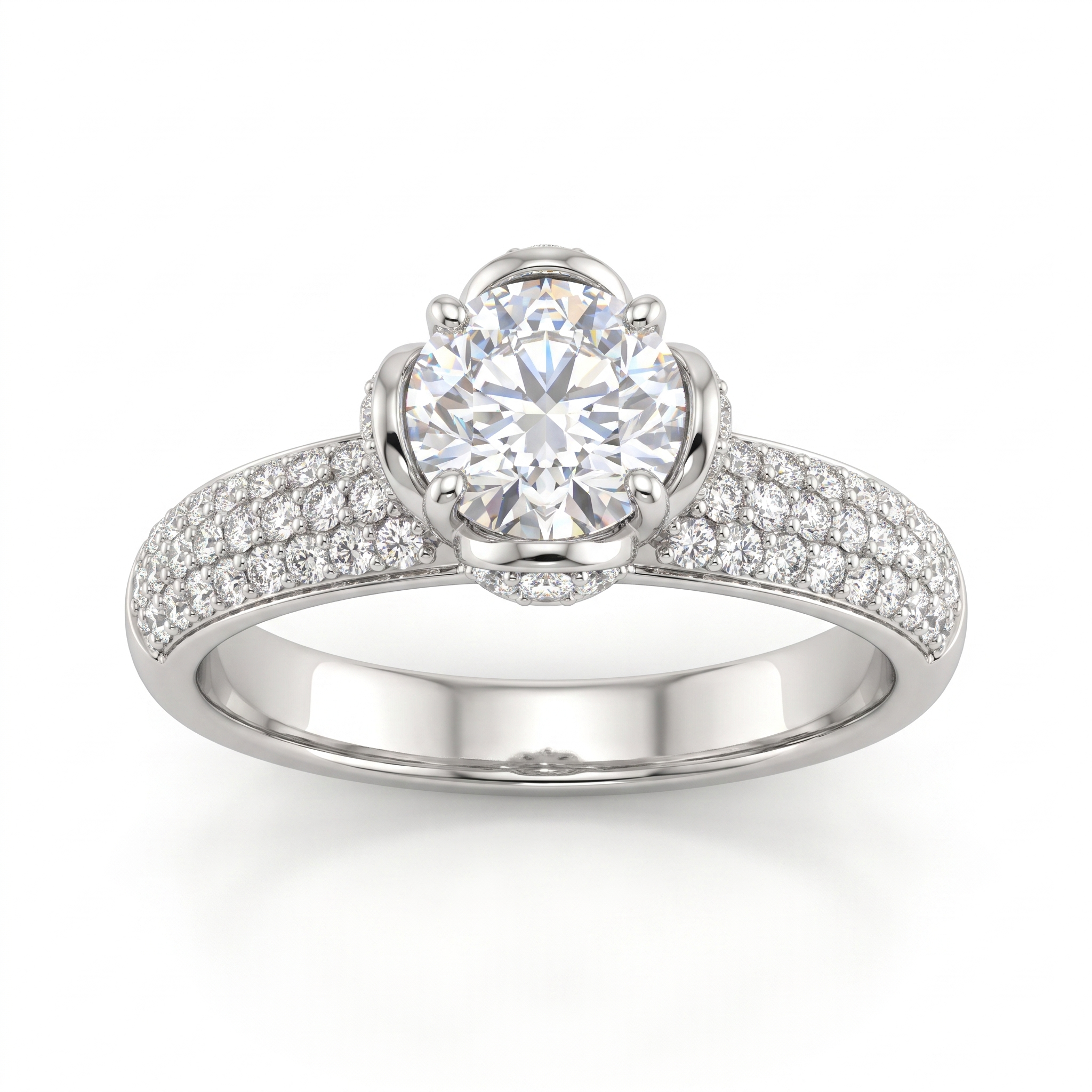 Natural Diamond Engagement Ring | 1.78 CT Natural Diamonds | 0.70 CT Center Diamond | 18K White Gold | IGI Certified | Saleh Sallom Jewelry Main image