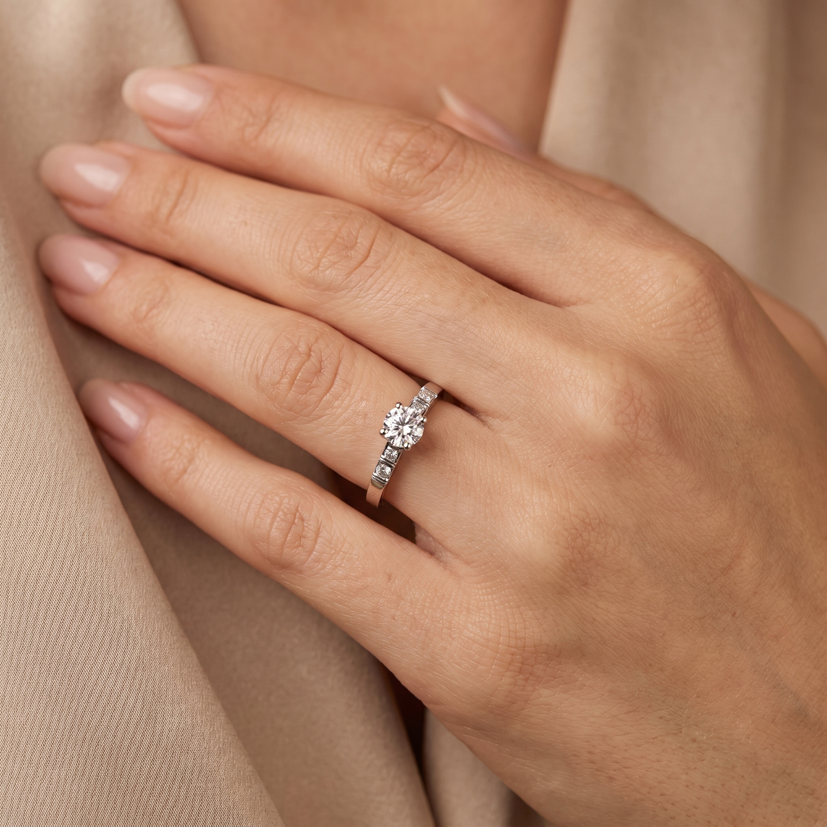 Natural Diamond Engagement Ring | 1.78 CT Natural Diamonds | 0.70 CT Center Diamond | 18K White Gold | IGI Certified | Saleh Sallom Jewelry