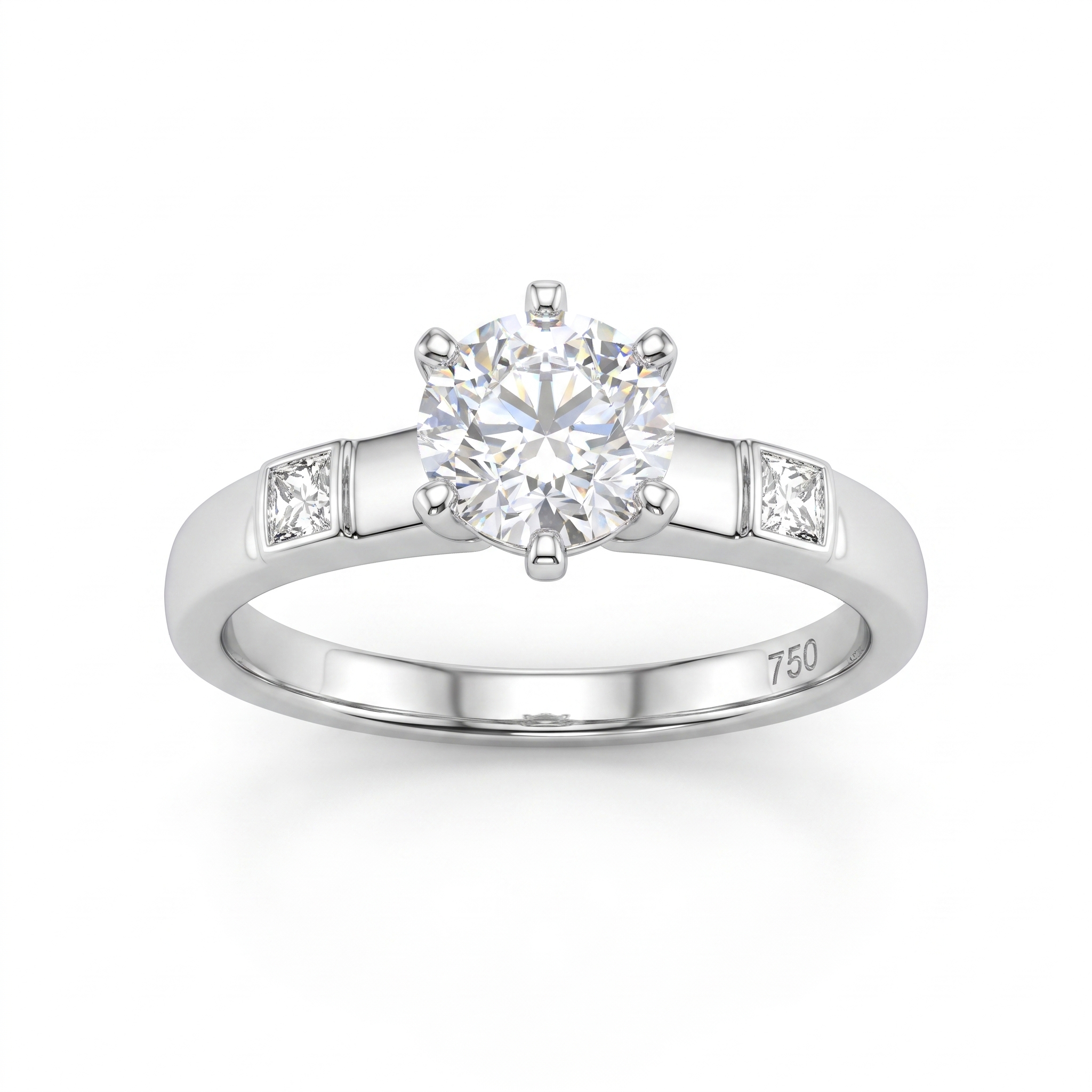 Natural Diamond Solitaire Ring | 0.94 CT Natural Diamonds | 18K White Gold | Saleh Sallom Jewelry Main image