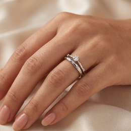 Natural Diamond Bridal Ring Set | 0.09 CT Natural Diamonds | 18K White Gold | Saleh Sallom Jewelry