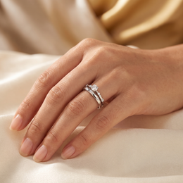 Natural Diamond Bridal Ring Set | 0.09 CT Natural Diamonds | 18K White Gold | Saleh Sallom Jewelry