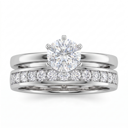 Natural Diamond Bridal Ring Set | 1.26 CT Natural Diamonds | 18K White Gold | Saleh Sallom Jewelry