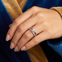 Natural Diamond Bridal Ring Set | 1.26 CT Natural Diamonds | 18K White Gold | Saleh Sallom Jewelry