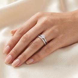 Natural Diamond Bridal Ring Set | 1.26 CT Natural Diamonds | 18K White Gold | Saleh Sallom Jewelry