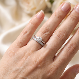 Natural Diamond Bridal Ring Set | 1.26 CT Natural Diamonds | 18K White Gold | Saleh Sallom Jewelry