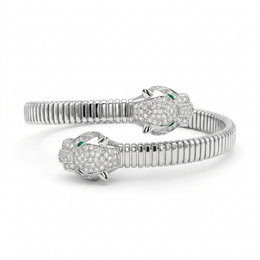 Natural Diamond Panther Wrap Bracelet | 0.80 CT Natural Diamonds | 18K White Gold | Saleh Sallom Jewelry