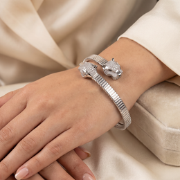 Natural Diamond Panther Wrap Bracelet | 0.80 CT Natural Diamonds | 18K White Gold | Saleh Sallom Jewelry