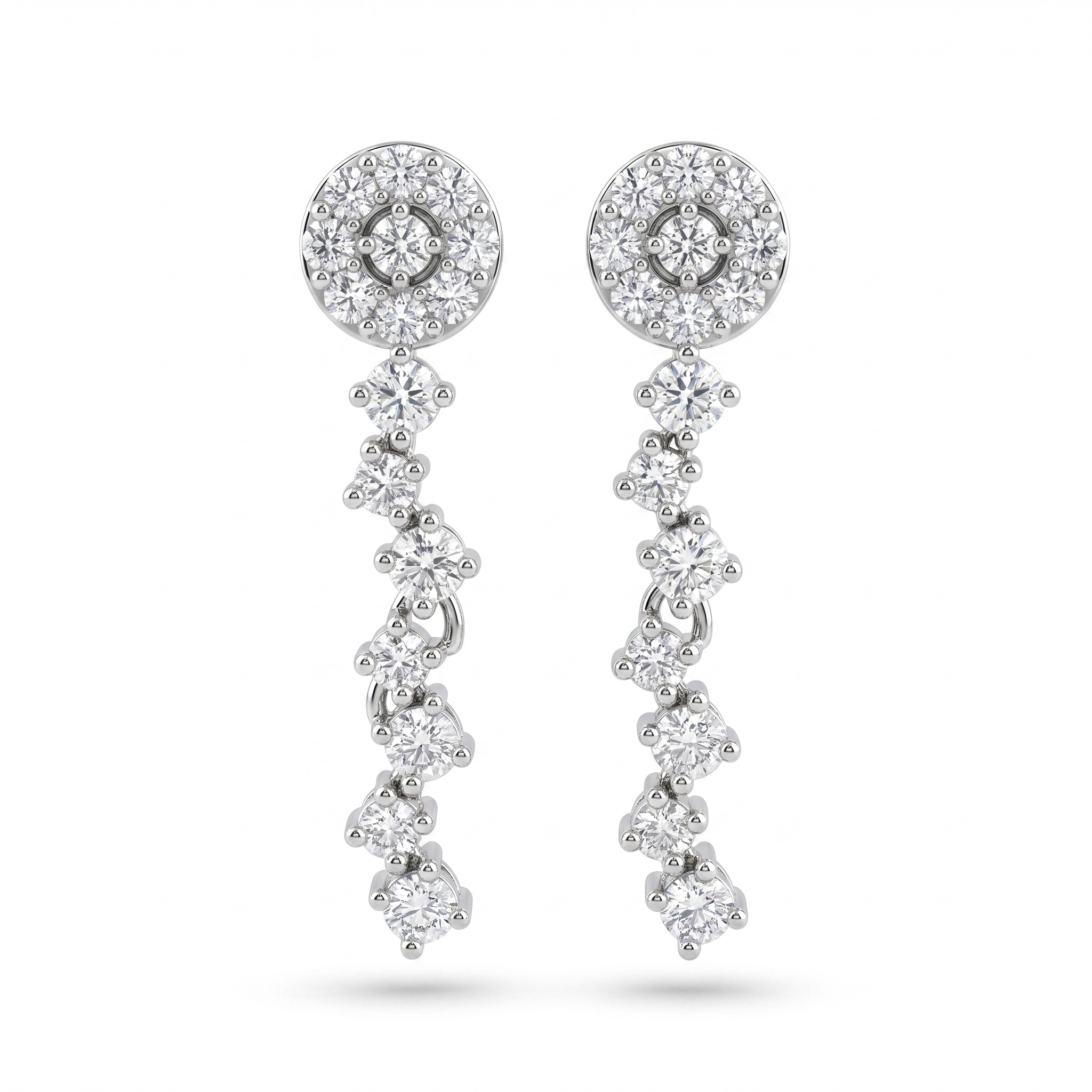 Natural Diamond Drop Earrings | 0.57 CT Natural Diamonds | 18K White Gold | Saleh Sallom Jewelry Main image
