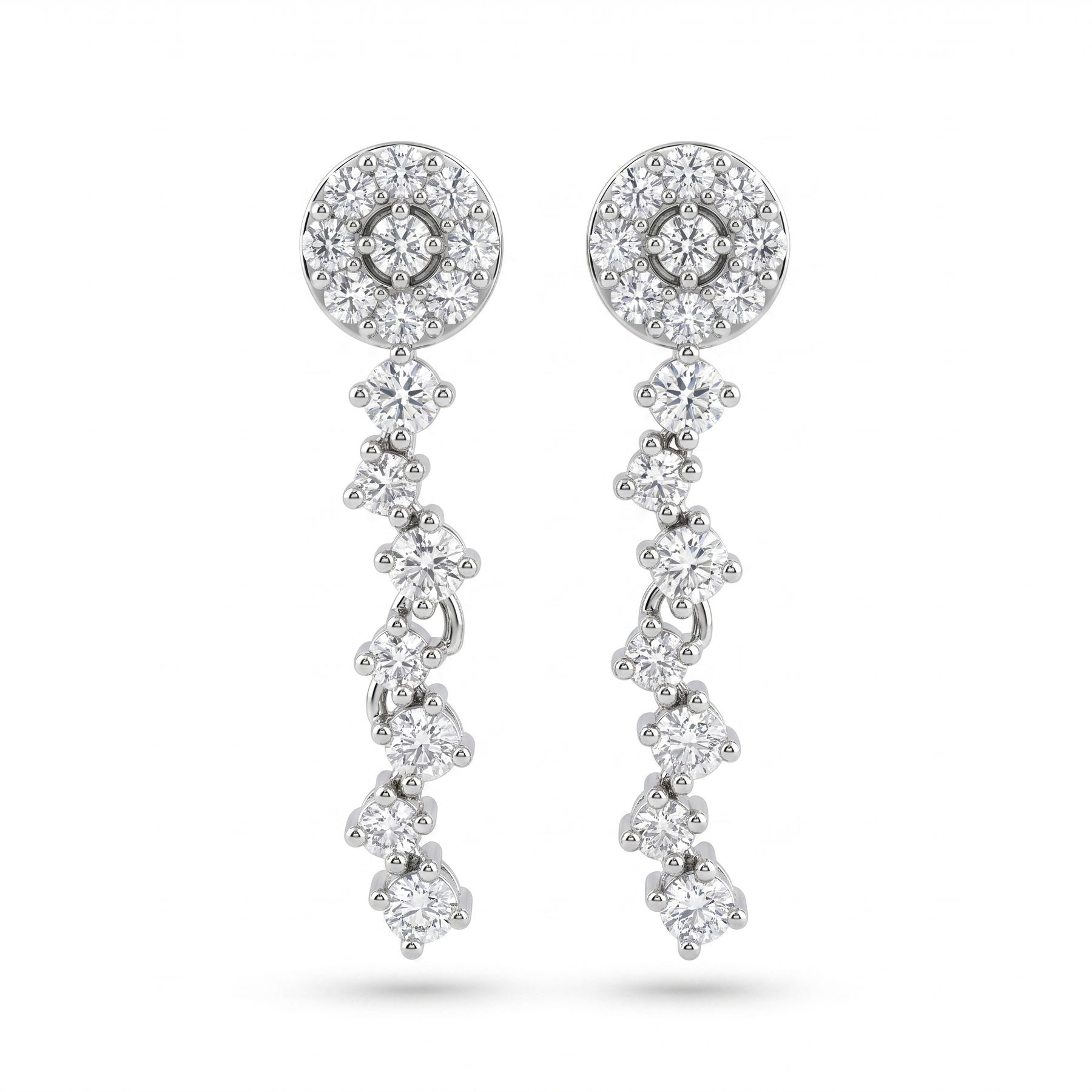 Natural Diamond Drop Earrings | 0.57 CT Natural Diamonds | 18K White Gold | Saleh Sallom Jewelry