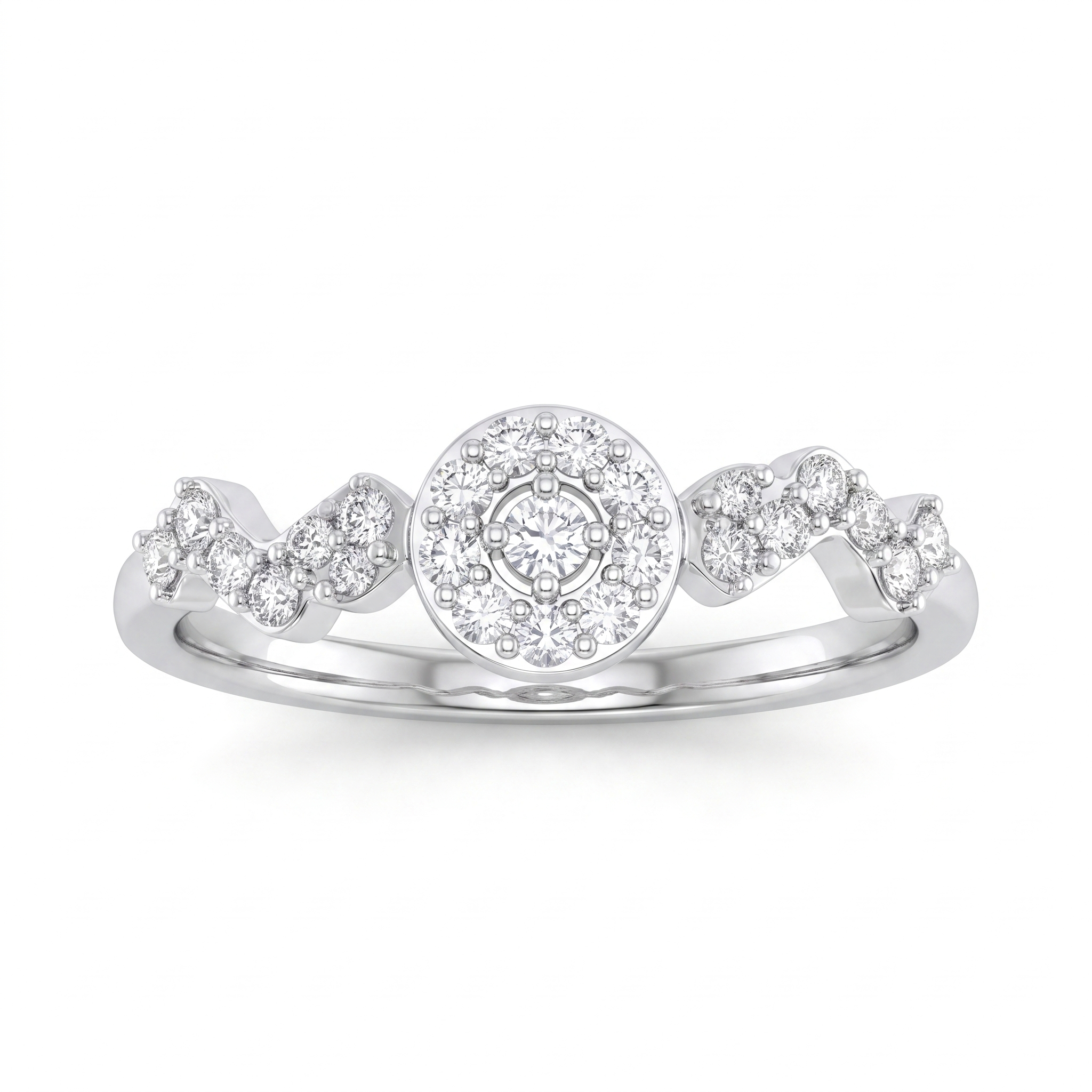 Natural Diamond Halo Ring | 0.30 CT Natural Diamonds | 18K White Gold | Saleh Sallom Jewelry Main image