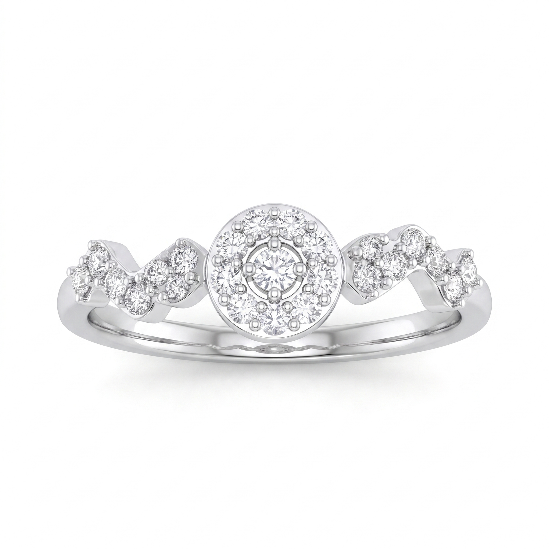 Natural Diamond Halo Ring | 0.30 CT Natural Diamonds | 18K White Gold | Saleh Sallom Jewelry
