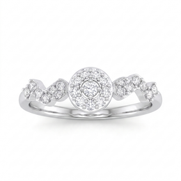 Natural Diamond Halo Ring | 0.30 CT Natural Diamonds | 18K White Gold | Saleh Sallom Jewelry