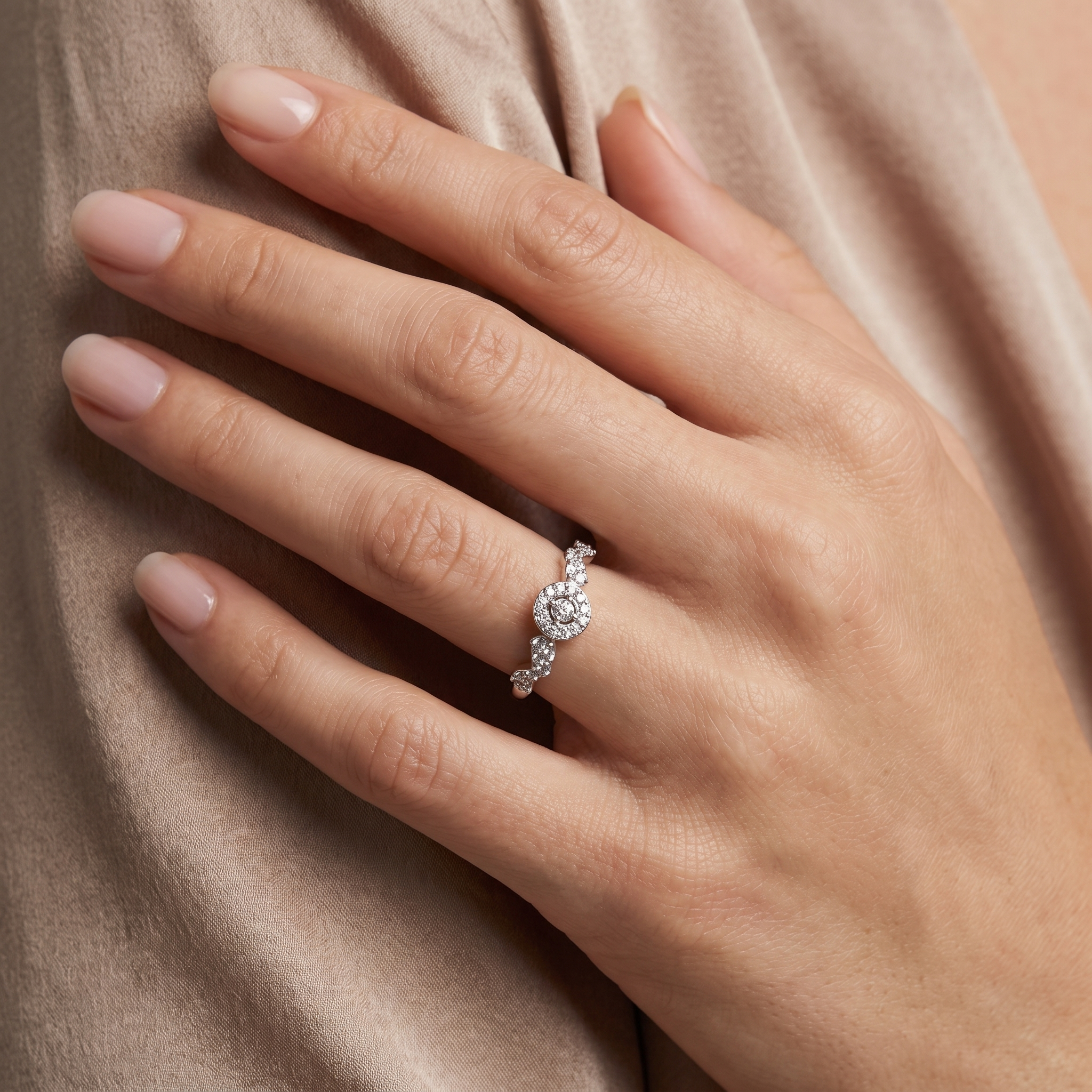 Natural Diamond Halo Ring | 0.30 CT Natural Diamonds | 18K White Gold | Saleh Sallom Jewelry Secondary image