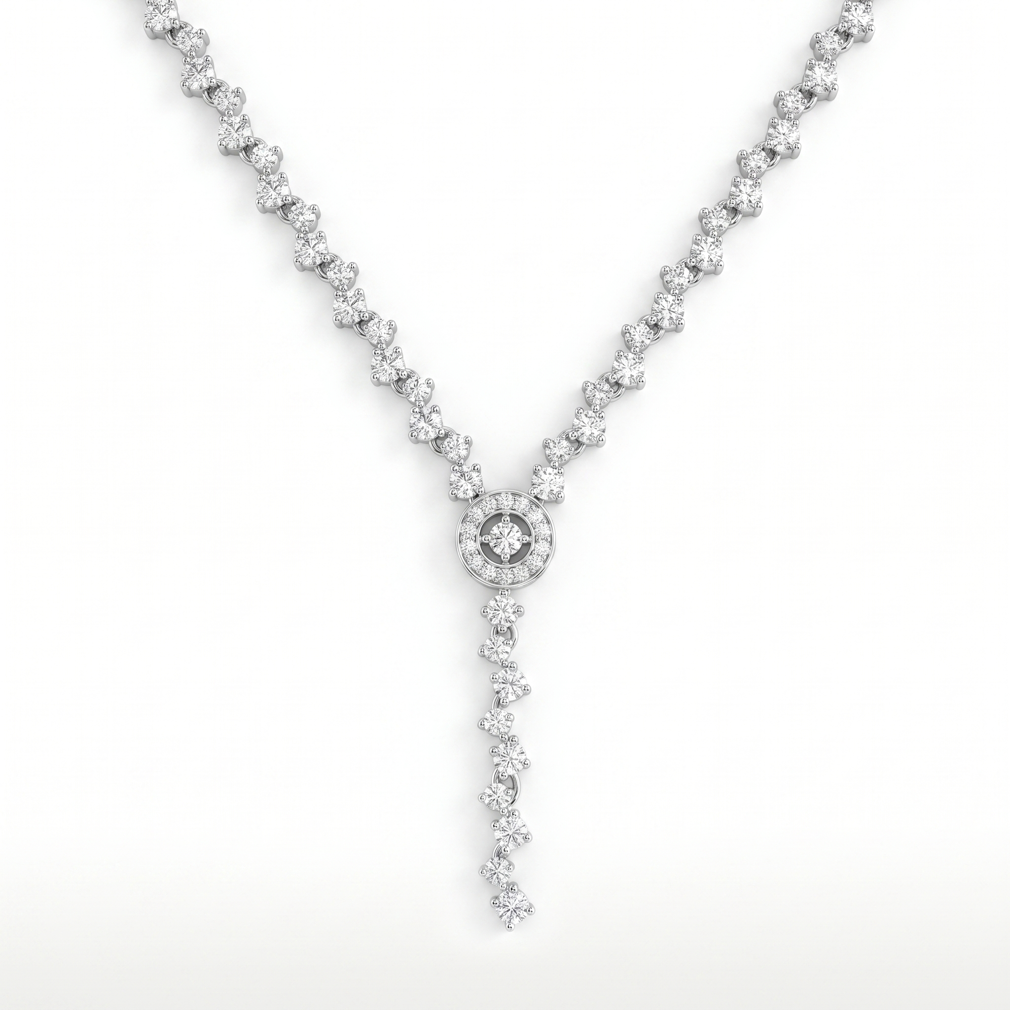 Natural Diamond Lariat Necklace | 2.69 CT Natural Diamonds | 18K White Gold | Saleh Sallom Jewelry Main image