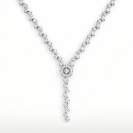 Natural Diamond Lariat Necklace | 2.69 CT Natural Diamonds | 18K White Gold | Saleh Sallom Jewelry