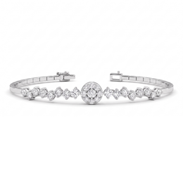 Natural Diamond Halo Tennis Bracelet | 0.57 CT Natural Diamonds | 18K White Gold | Saleh Sallom Jewelry