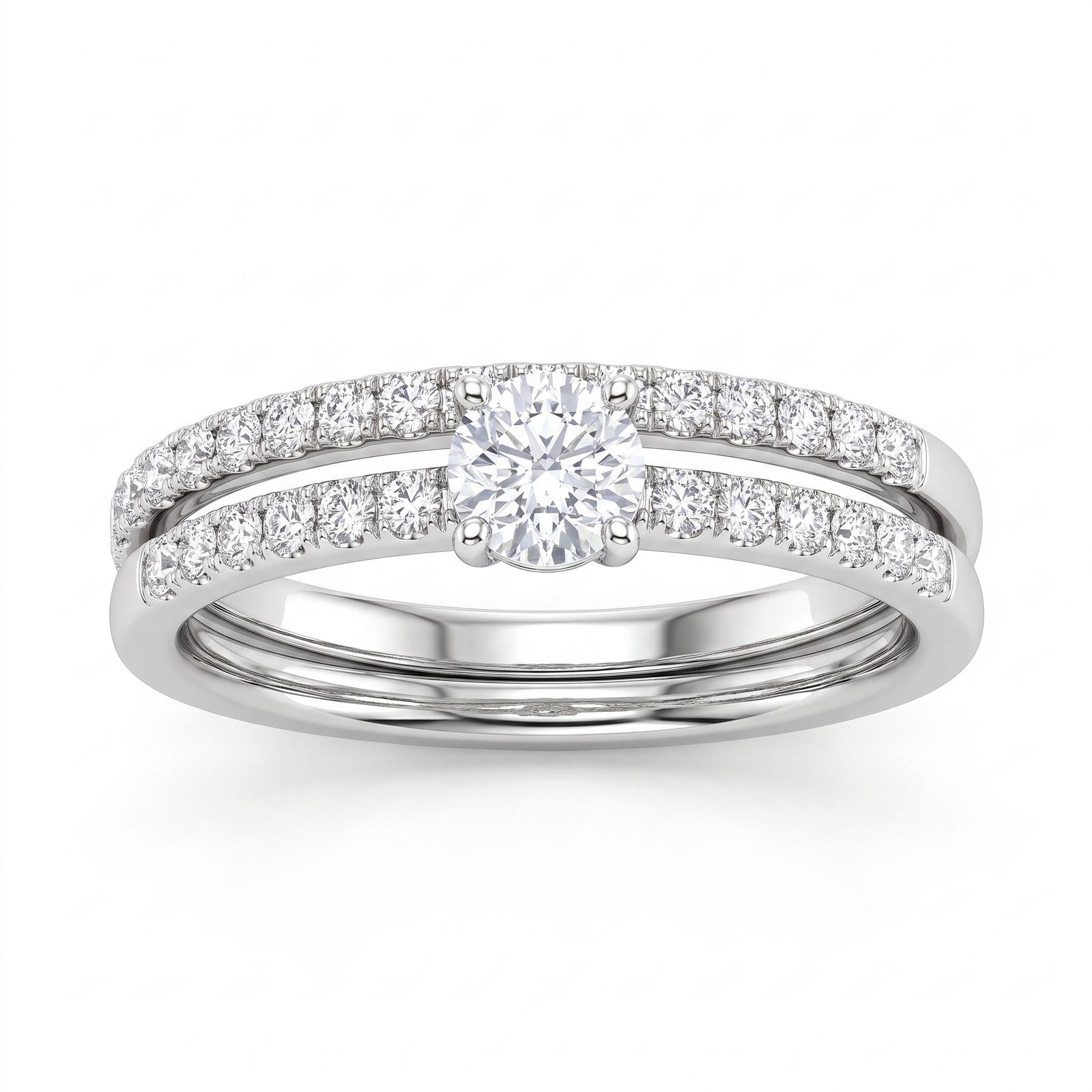 Natural Diamond Bridal Ring Set | 0.58 CT Natural Diamonds | 18K White Gold | Saleh Sallom Jewelry