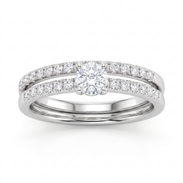 Natural Diamond Bridal Ring Set | 0.58 CT Natural Diamonds | 18K White Gold | Saleh Sallom Jewelry
