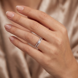Natural Diamond Bridal Ring Set | 0.58 CT Natural Diamonds | 18K White Gold | Saleh Sallom Jewelry