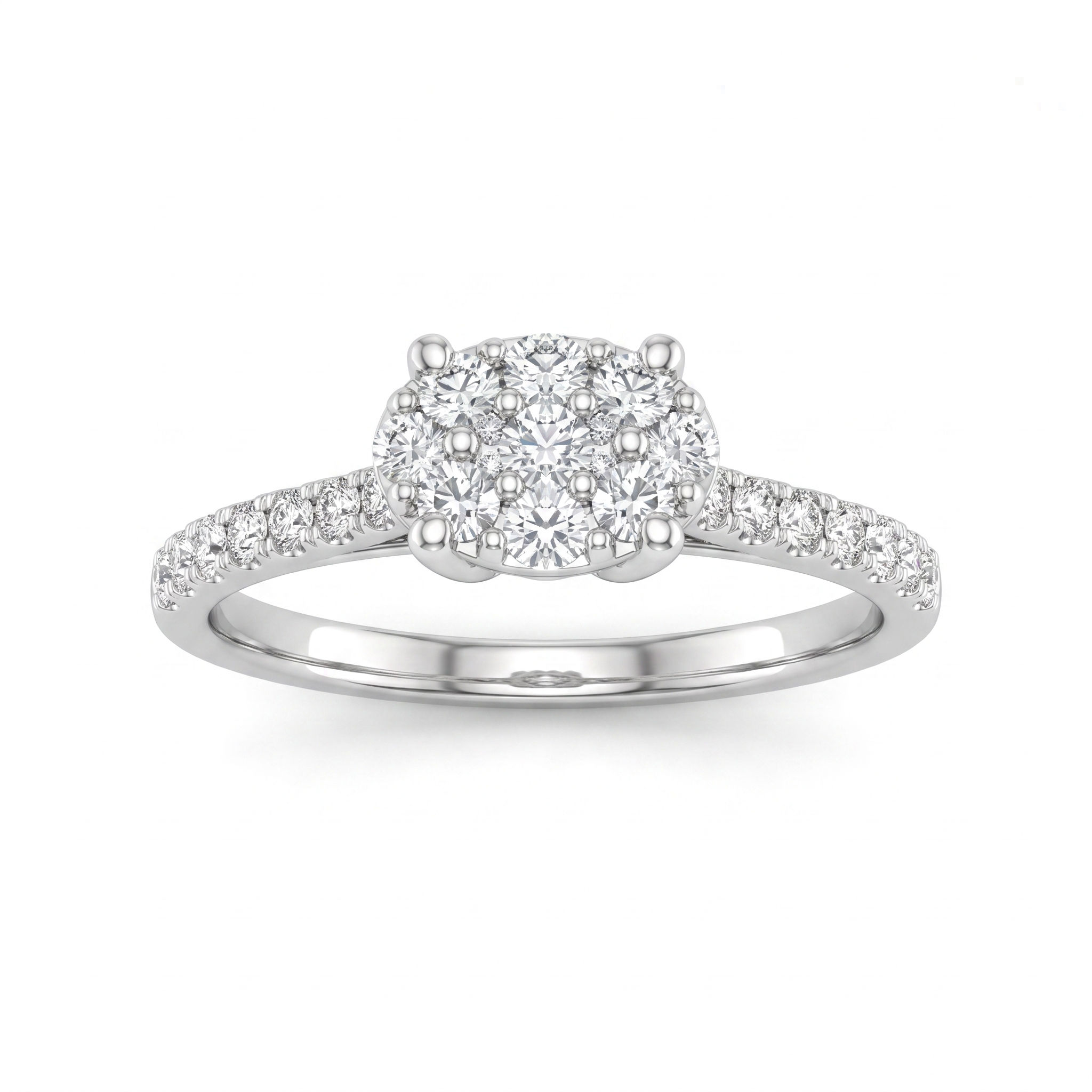 Natural Diamond Cluster Ring | 1.18 CT Natural Diamonds | IGI Certified | 18K White Gold | Saleh Sallom Jewelry Main image