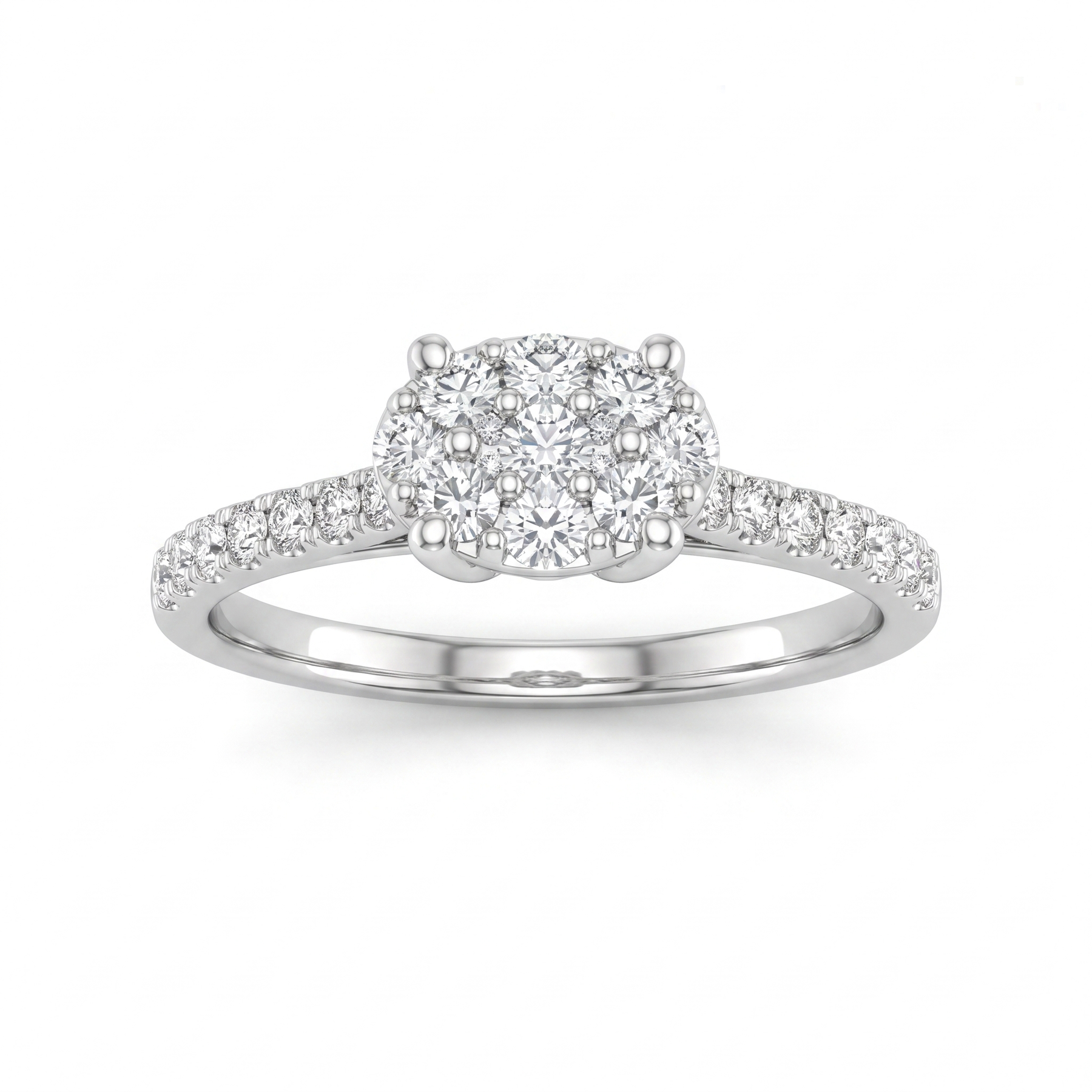 Natural Diamond Cluster Ring | 1.18 CT Natural Diamonds | IGI Certified | 18K White Gold | Saleh Sallom Jewelry