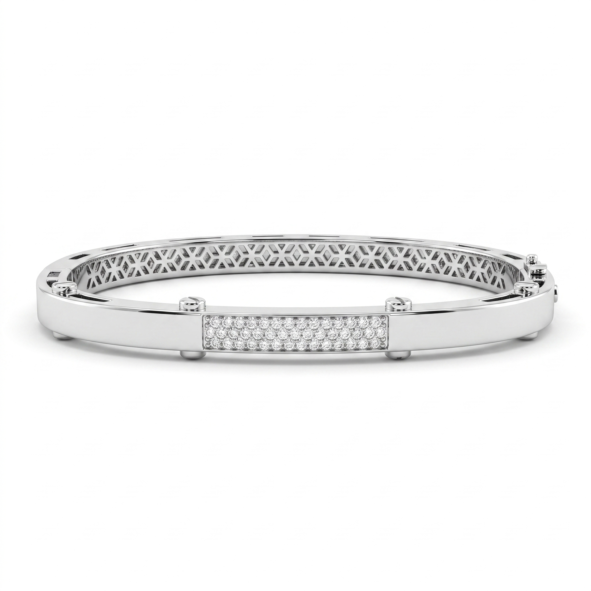 Natural Diamond Bangle Bracelet | 0.57 CT Natural Diamonds | 18K White Gold | Saleh Sallom Jewelry Main image
