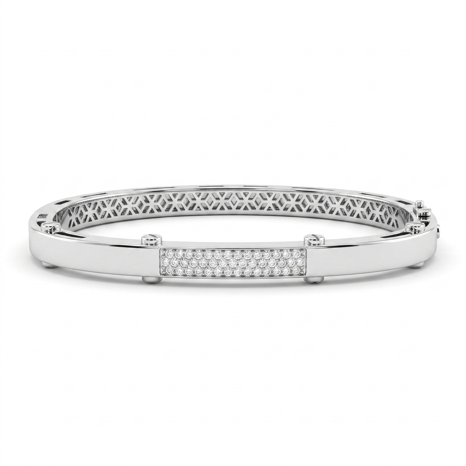Natural Diamond Bangle Bracelet | 0.57 CT Natural Diamonds | 18K White Gold | Saleh Sallom Jewelry