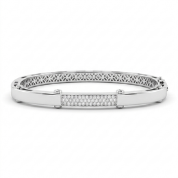 Natural Diamond Bangle Bracelet | 0.57 CT Natural Diamonds | 18K White Gold | Saleh Sallom Jewelry