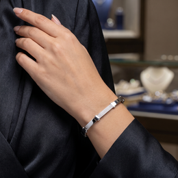 Natural Diamond Bangle Bracelet | 0.57 CT Natural Diamonds | 18K White Gold | Saleh Sallom Jewelry