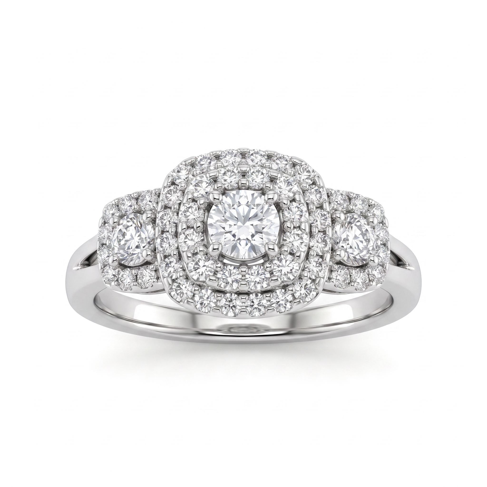 Natural Diamond Halo Ring | 1.00 CT Natural Diamonds | IGI Certified | 18K White Gold | Saleh Sallom Jewelry Main image