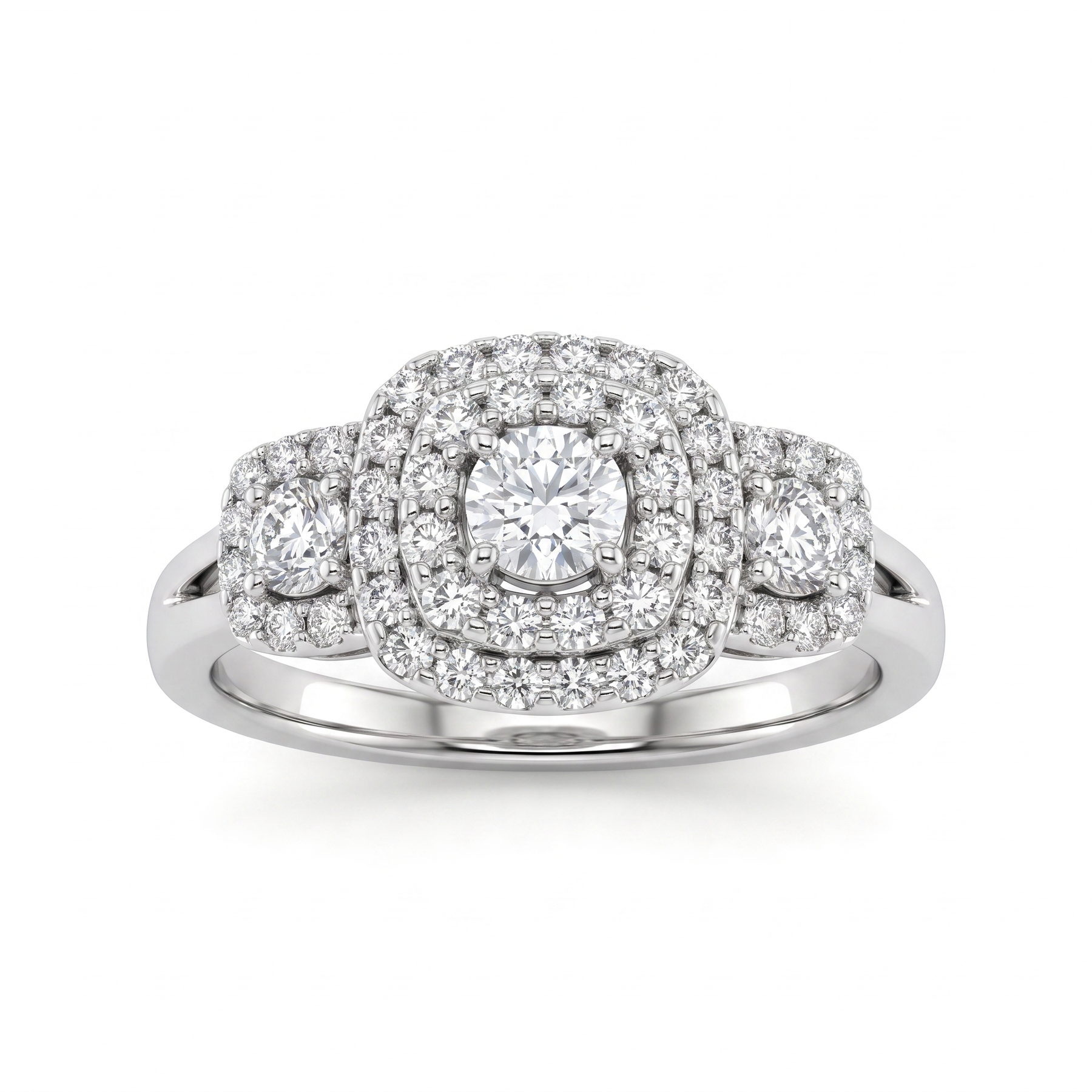 Natural Diamond Halo Ring | 1.00 CT Natural Diamonds | IGI Certified | 18K White Gold | Saleh Sallom Jewelry