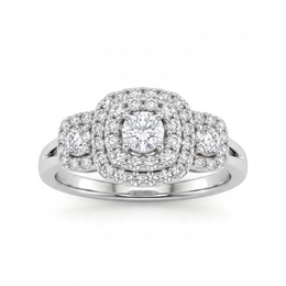 Natural Diamond Halo Ring | 1.00 CT Natural Diamonds | IGI Certified | 18K White Gold | Saleh Sallom Jewelry