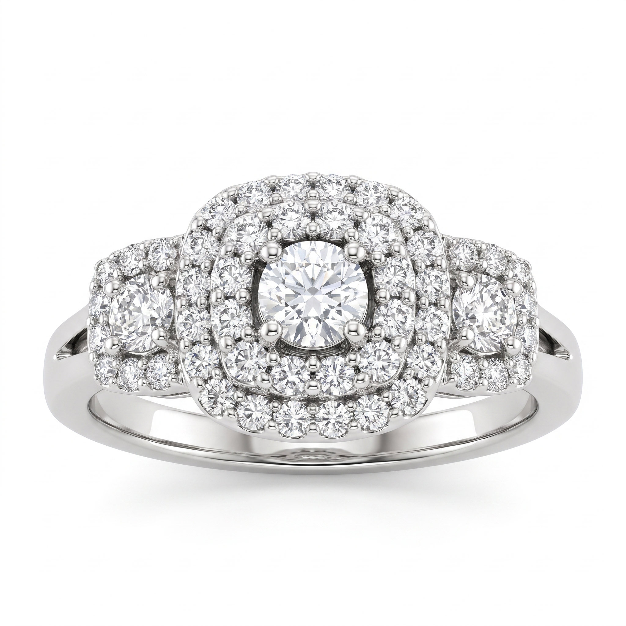 Natural Diamond Halo Ring | 1.00 CT Natural Diamonds | IGI Certified | 18K White Gold | Saleh Sallom Jewelry Secondary image