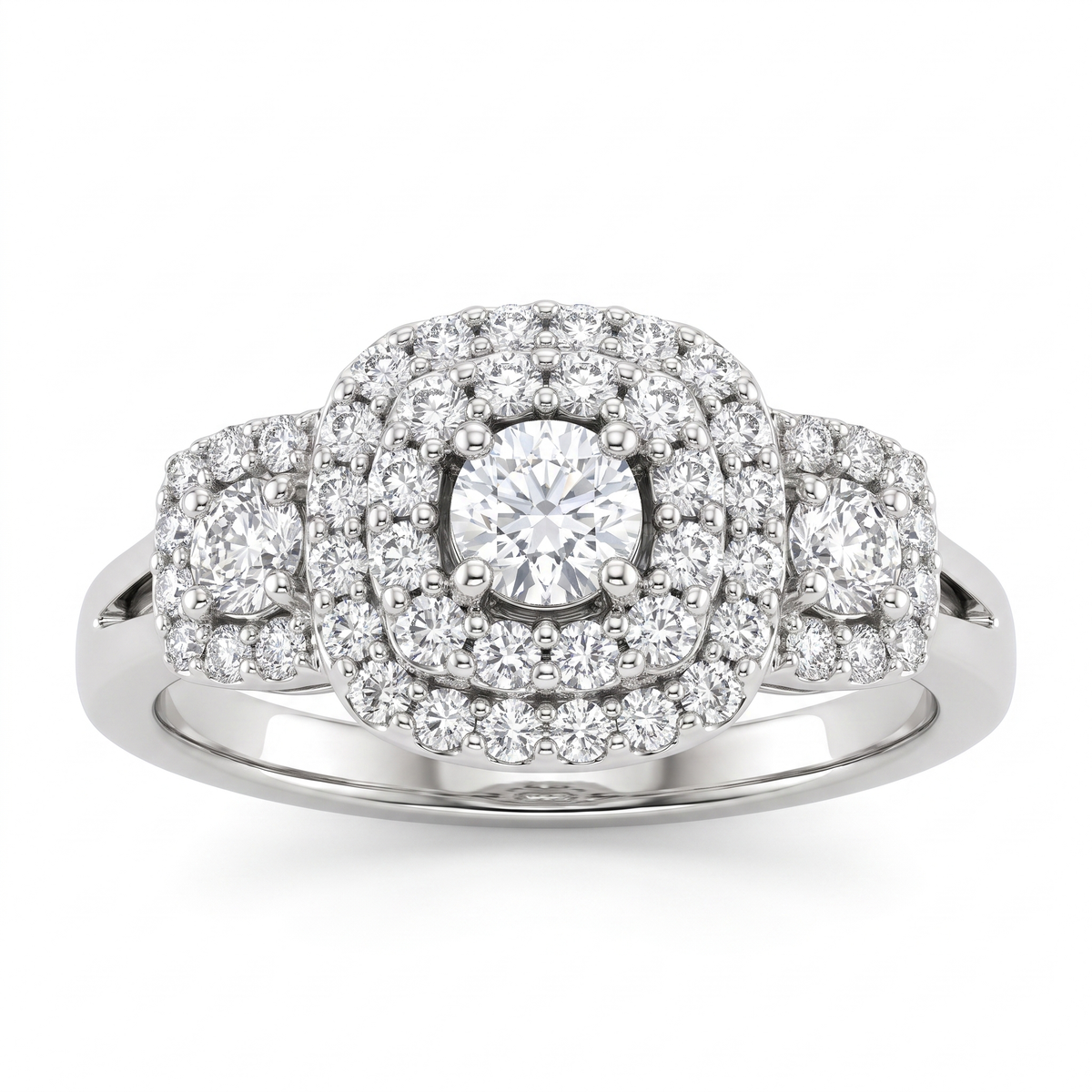 Natural Diamond Halo Ring | 1.00 CT Natural Diamonds | IGI Certified | 18K White Gold | Saleh Sallom Jewelry