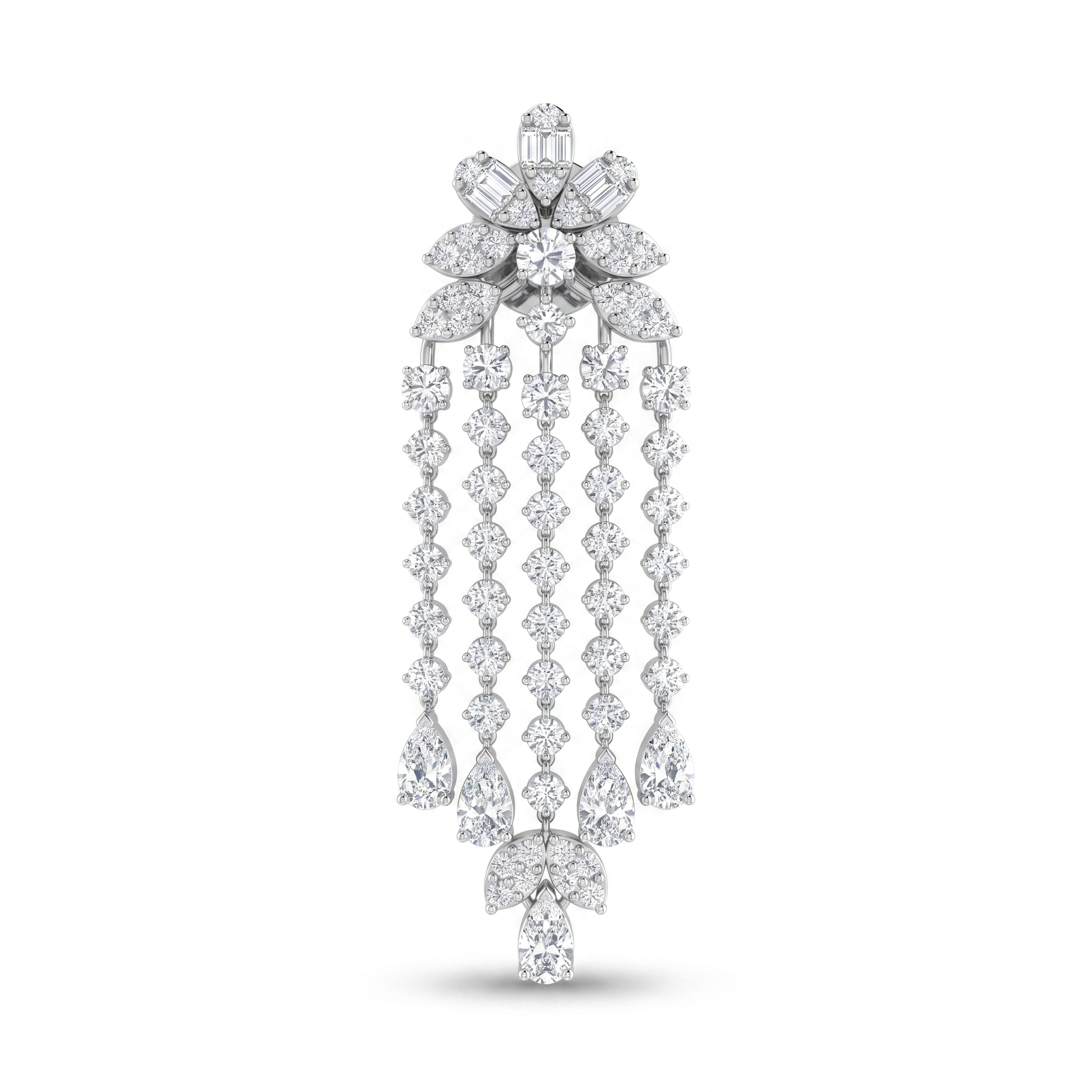 Natural Diamond Chandelier Earrings | 3.64 CT Natural Diamonds | 18K White Gold | Saleh Sallom Jewelry Secondary image