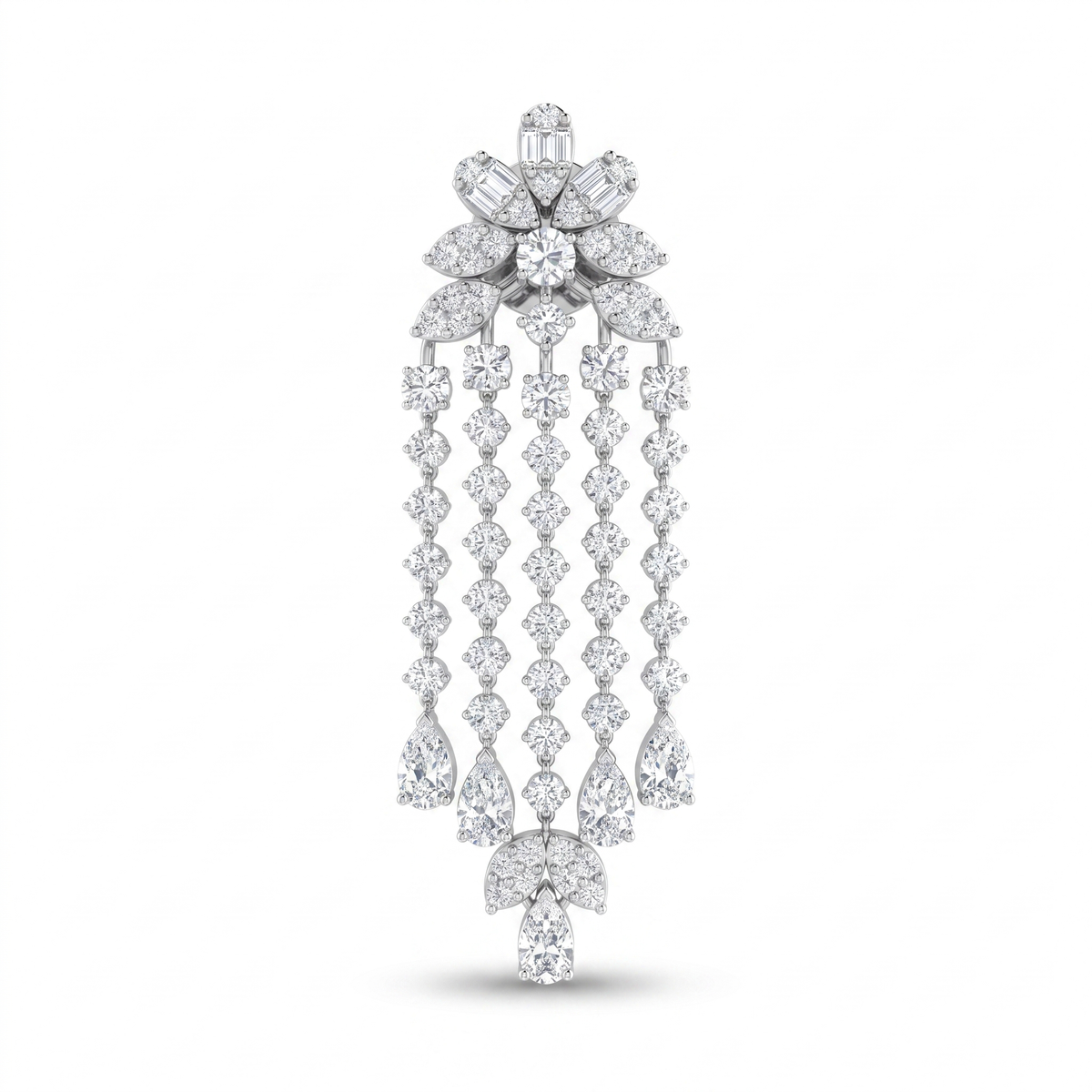 Natural Diamond Chandelier Earrings | 3.64 CT Natural Diamonds | 18K White Gold | Saleh Sallom Jewelry