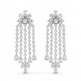 Natural Diamond Chandelier Earrings | 3.64 CT Natural Diamonds | 18K White Gold | Saleh Sallom Jewelry