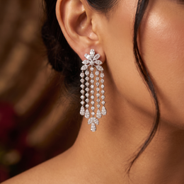 Natural Diamond Chandelier Earrings | 3.64 CT Natural Diamonds | 18K White Gold | Saleh Sallom Jewelry