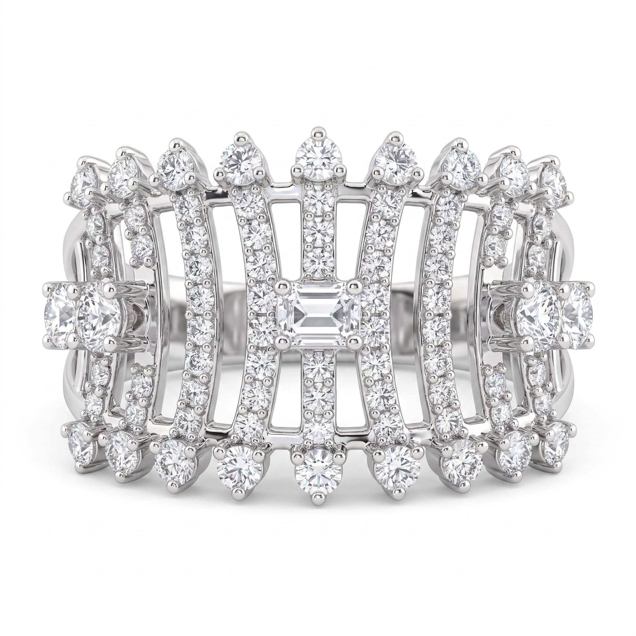 Natural Diamond Statement Ring | 0.48 CT Natural Diamonds | 18K White Gold | Saleh Sallom Jewelry Main image
