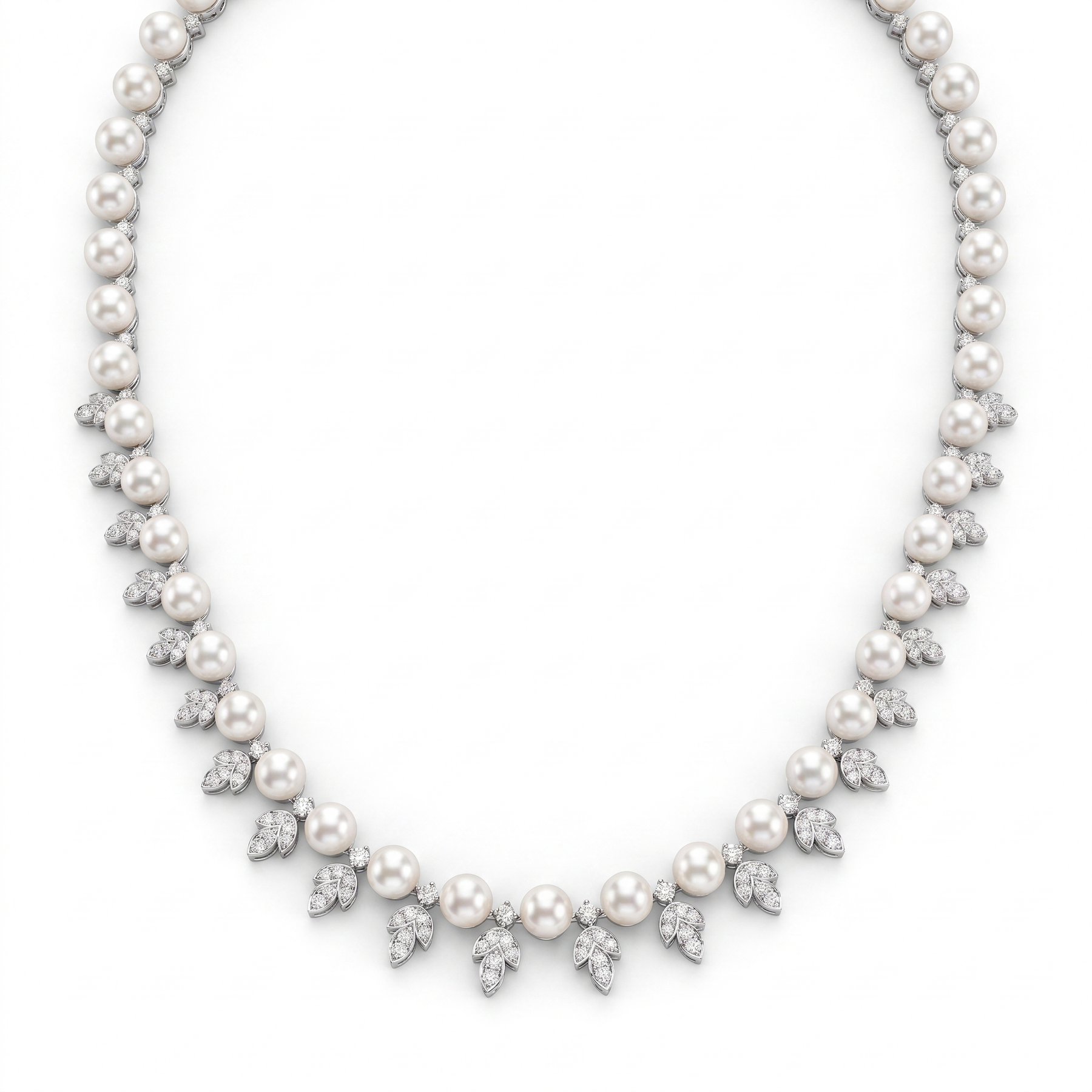 Natural Pearl & Diamond Luxury Necklace | 3.60 CT Natural Diamonds | 18K White Gold | Saleh Sallom Jewelry