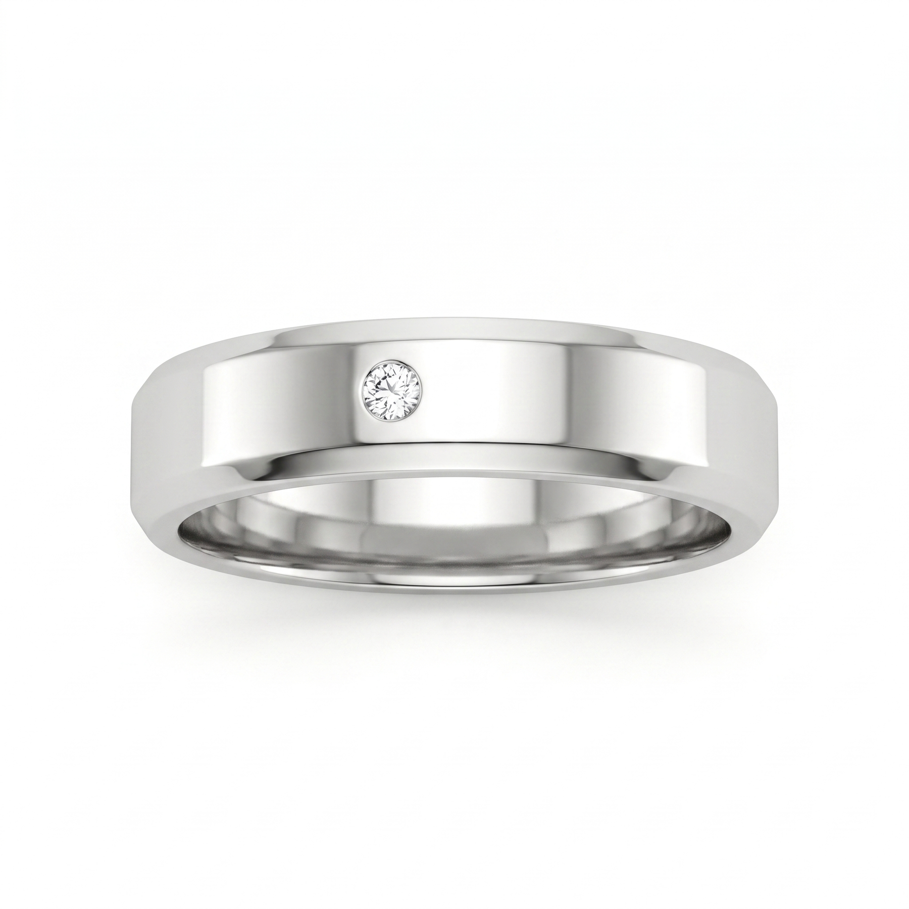 Natural Diamond Wedding Band Ring | 0.05 CT Natural Diamond | 18K White Gold | Saleh Sallom Jewelry